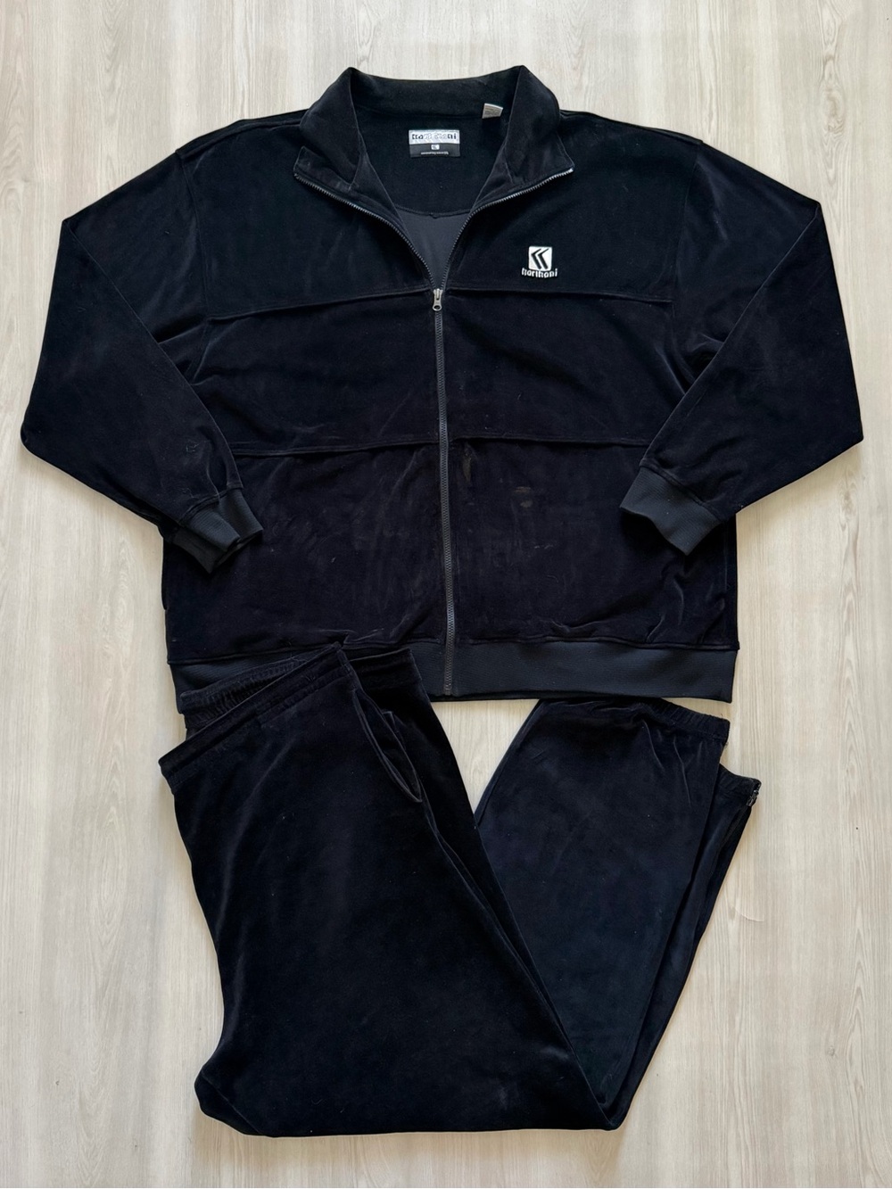 Vintage Karl Kani  Velour Tracksuit Set Sz 2XL Black *Flaws